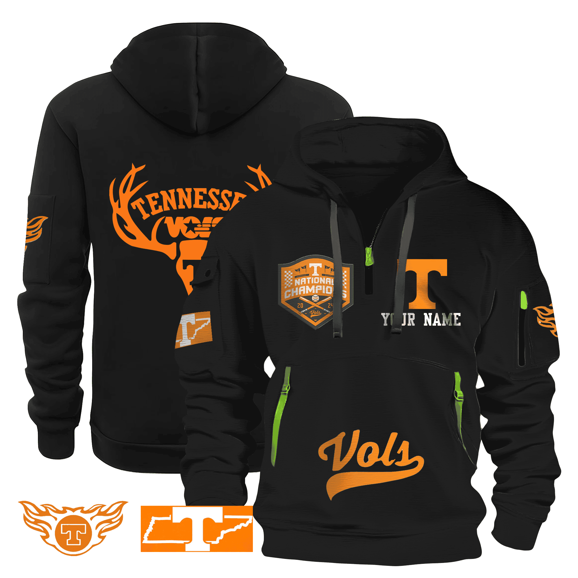 Buildercar - Personalized Tennessee Volunteers Quarter Zip Hoodie
