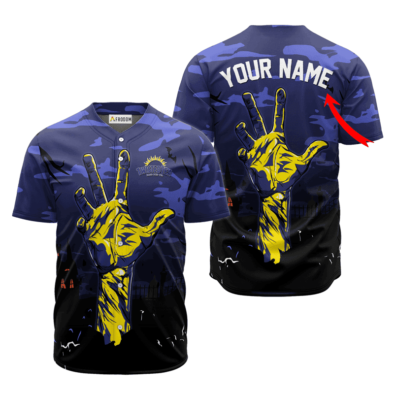 Buildercar - Personalized Twisted Tea Halloween Zombie's Hand Baseball Jersey