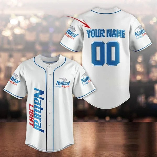 Buildercar - Personalized Unisex White Natural Light Baseball Jersey