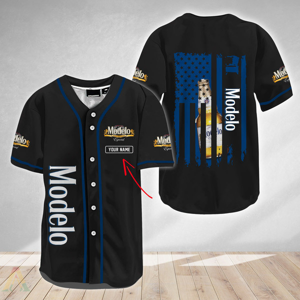 Buildercar - Personalized USA Flag Modelo Beer Baseball Jersey