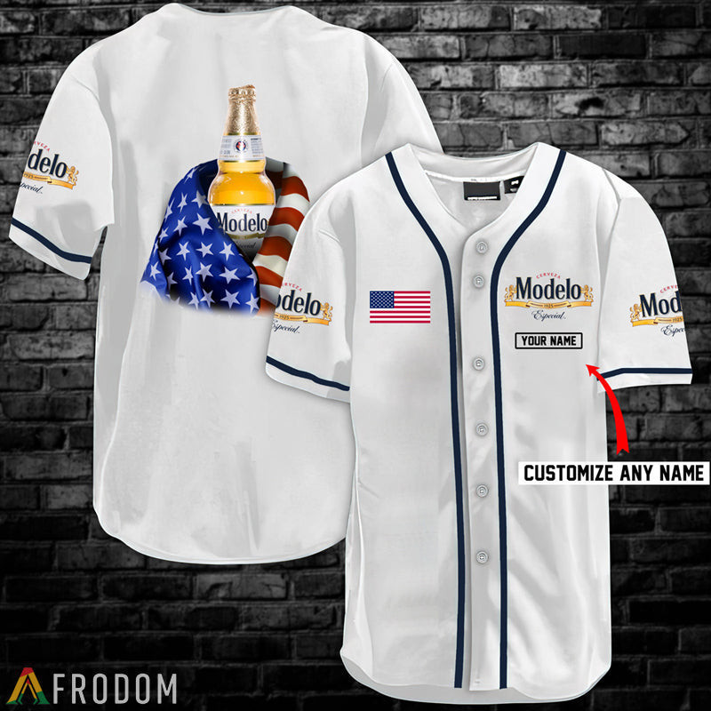 Buildercar - Personalized Vintage White USA Flag Modelo Baseball Jersey