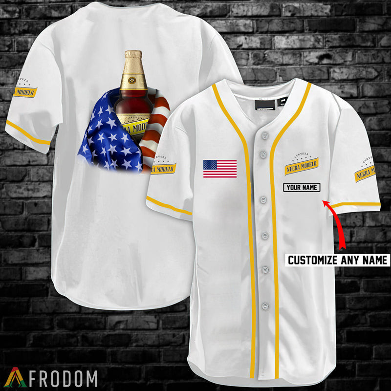 Buildercar - Personalized Vintage White USA Flag Negra Modelo Baseball Jersey