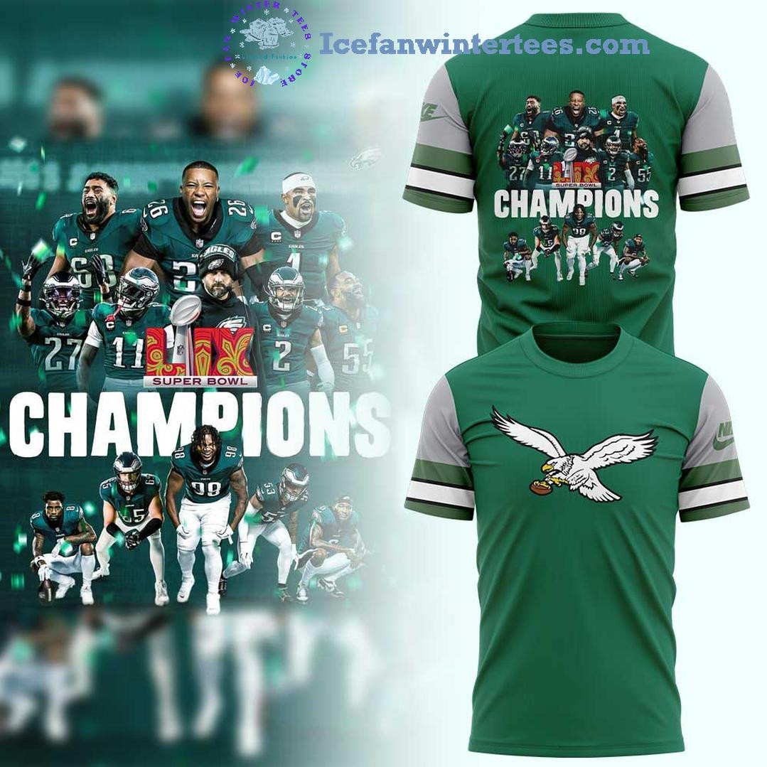 Buildercar - Philadelphia Eagles 2025 NFL Super Bowl LIX Champions All Over Printed T-Shirt