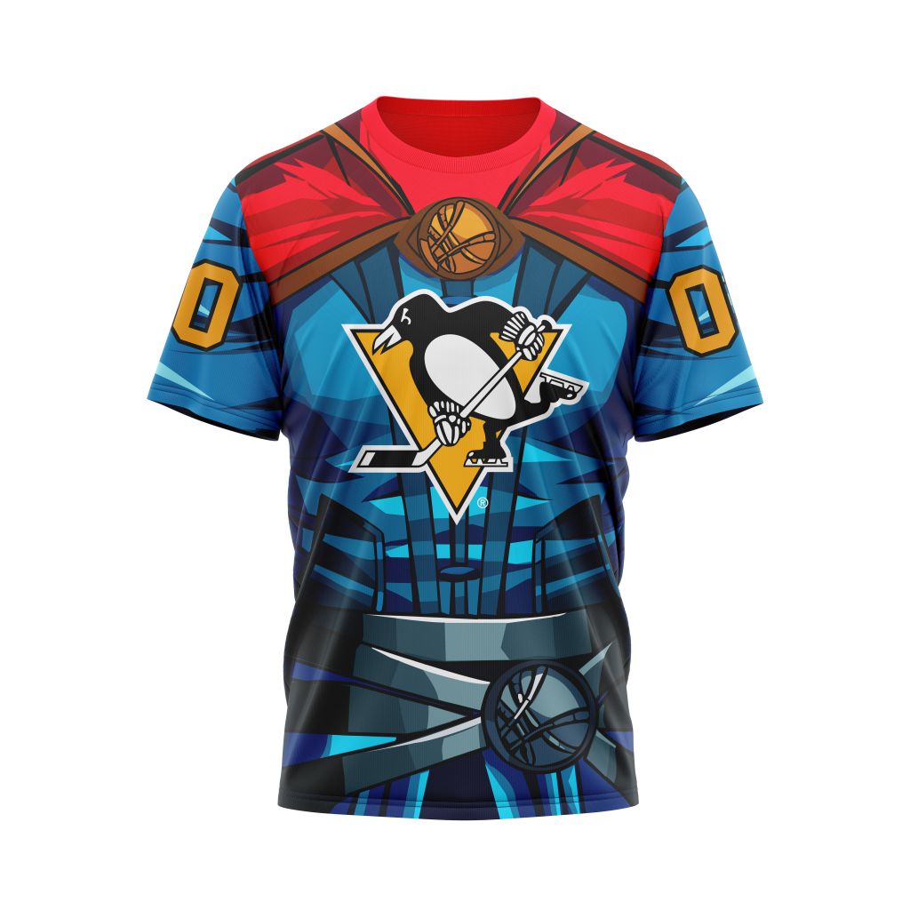 Buildercar - Pittsburgh Penguins feat Doctor Strange Design For Father Day Personalized Name And Number T-Shirt