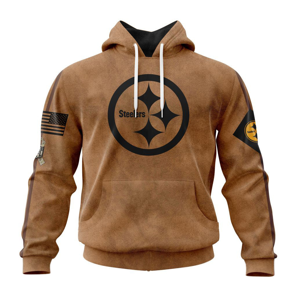 Buildercar - Pittsburgh Steelers Basic Brown NFL 3D Hoodie