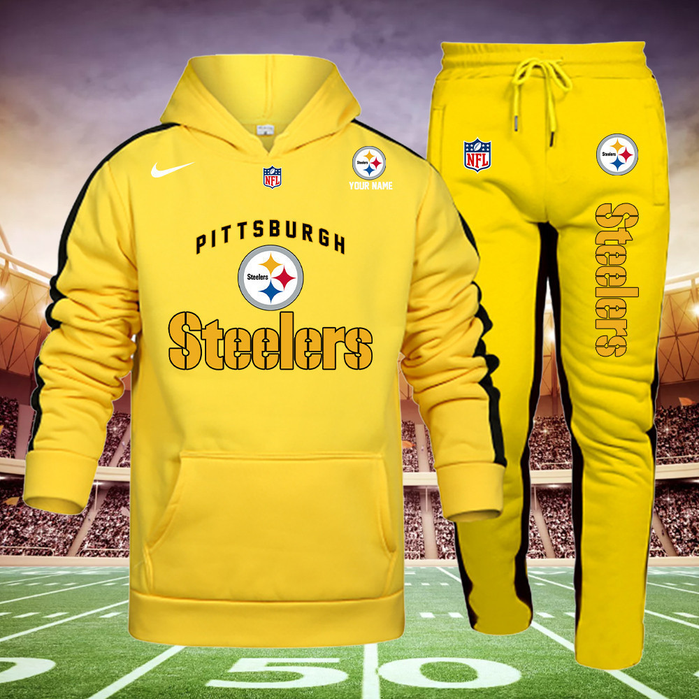 Buildercar - Pittsburgh Steelers NFL Team Sport Yellow Hoodie Sweatpant Tracksuit