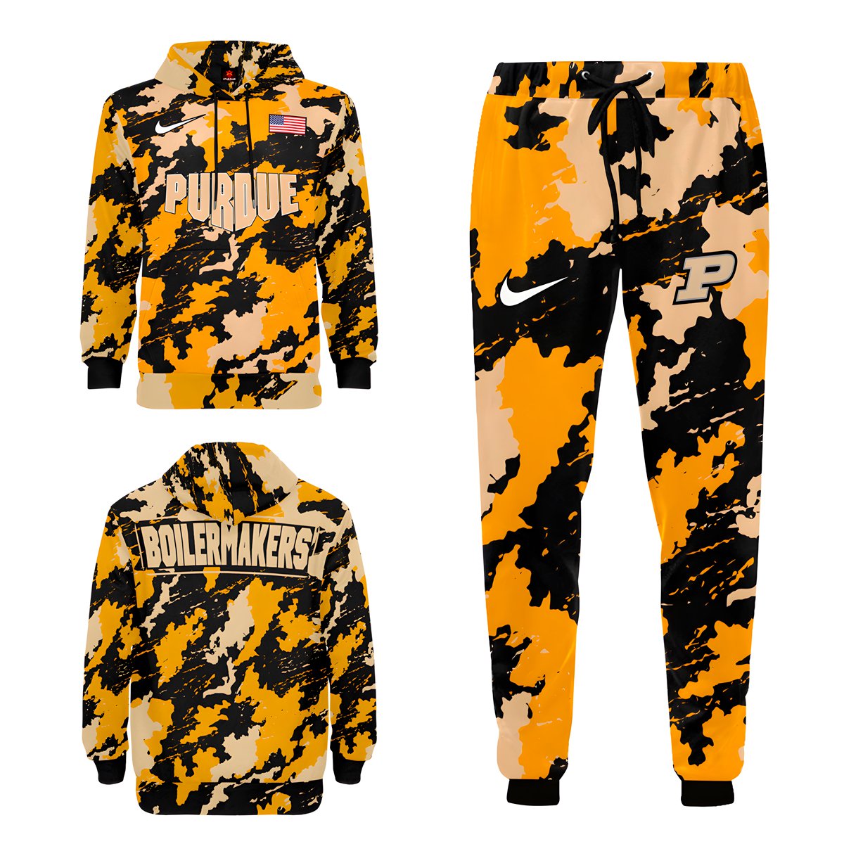 Buildercar - Purdue Boilermakers NCAA Football Team Camouflag Sport Hoodie Tracksuit