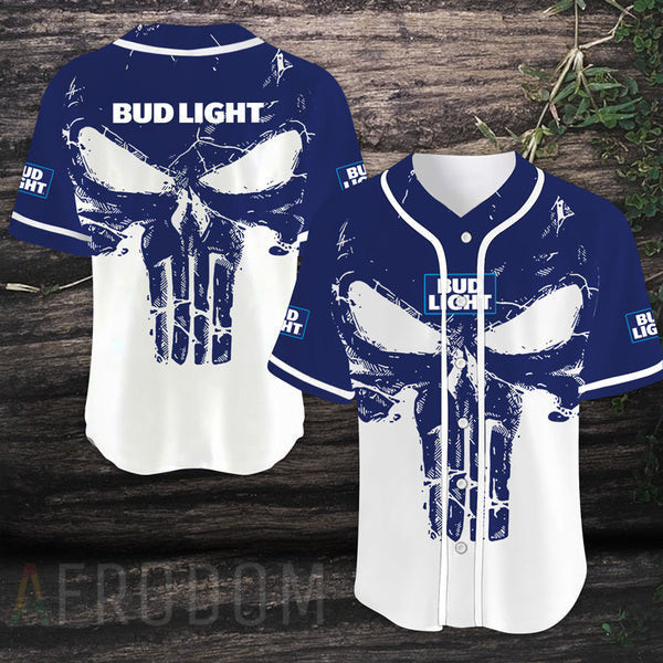 Buildercar - Retro Skull Bud Light Baseball Jersey