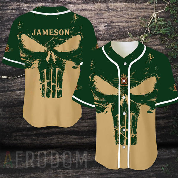 Buildercar - Retro Skull Jameson Whiskey Baseball Jersey