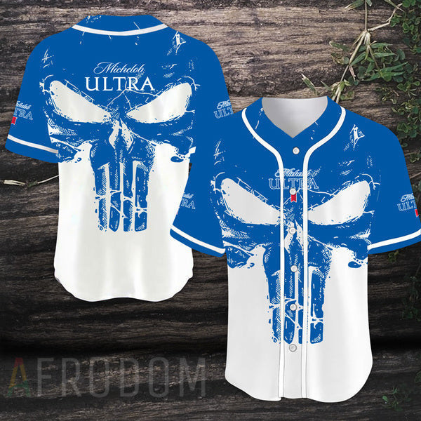 Buildercar - Retro Skull Michelob Ultra Baseball Jersey