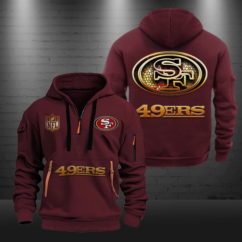 Buildercar - San Francisco 49ers Golden Logo NFL Quarter Zip Hoodie