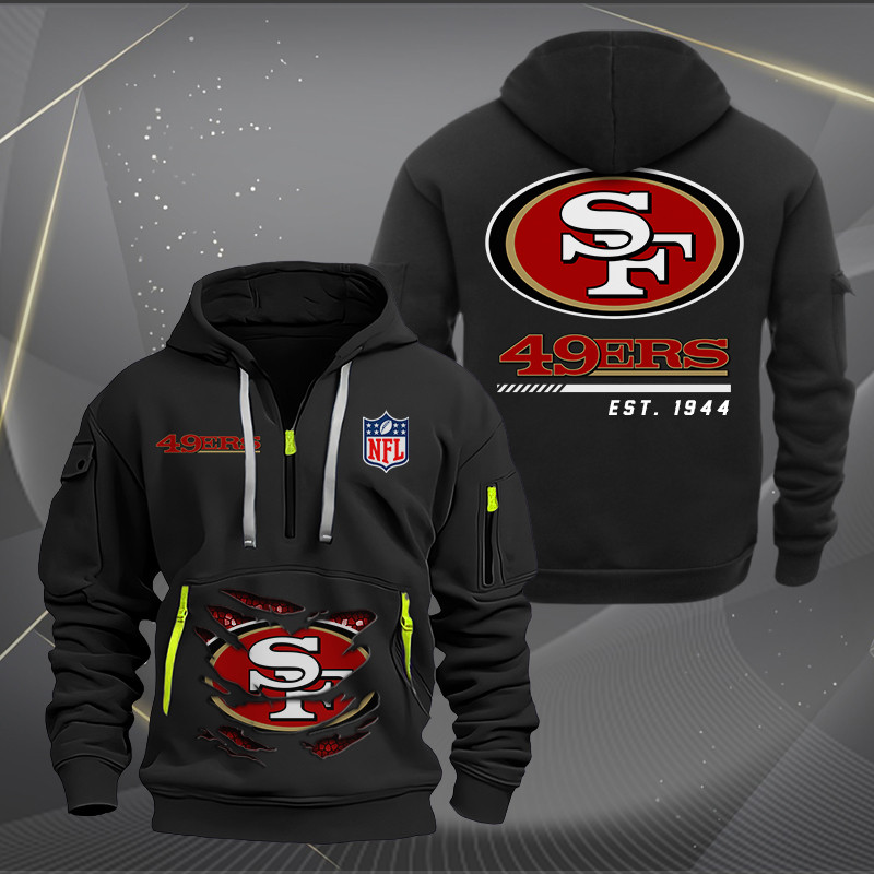 Buildercar - San Francisco 49ers Monster Scratch 2 Logo NFL Quarter Zip Hoodie