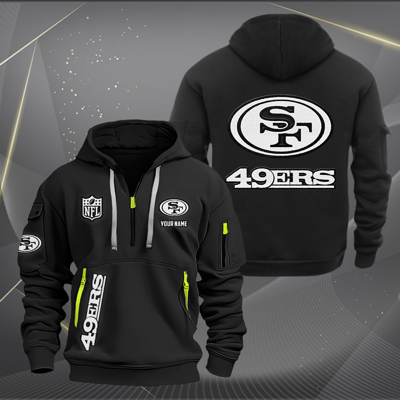 Buildercar - San Francisco 49ers White Logo NFL Quarter Zip Hoodie