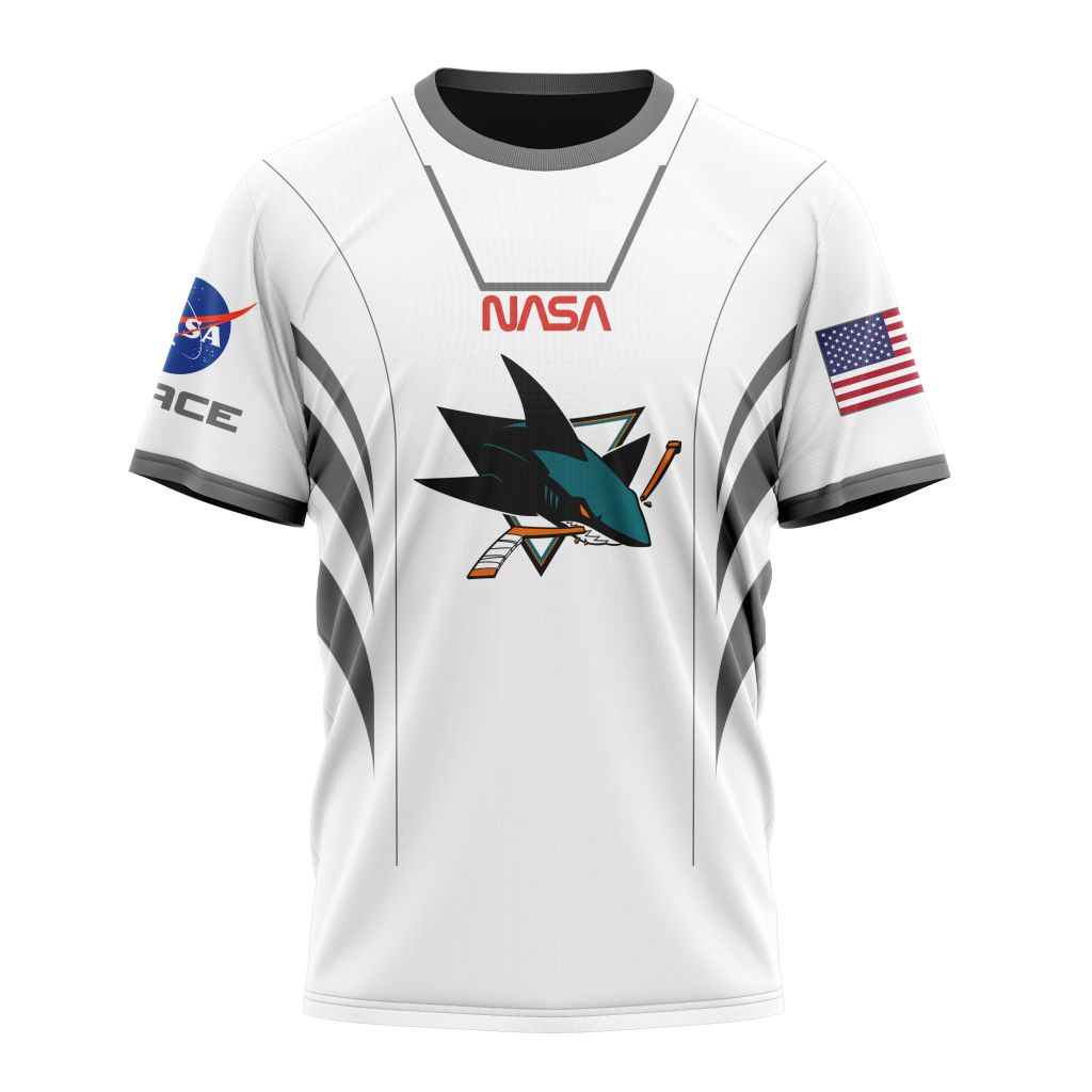 Buildercar - San Jose Sharks Special Space Force NASA Astronaut Design Personalized Name And Number T-Shirt