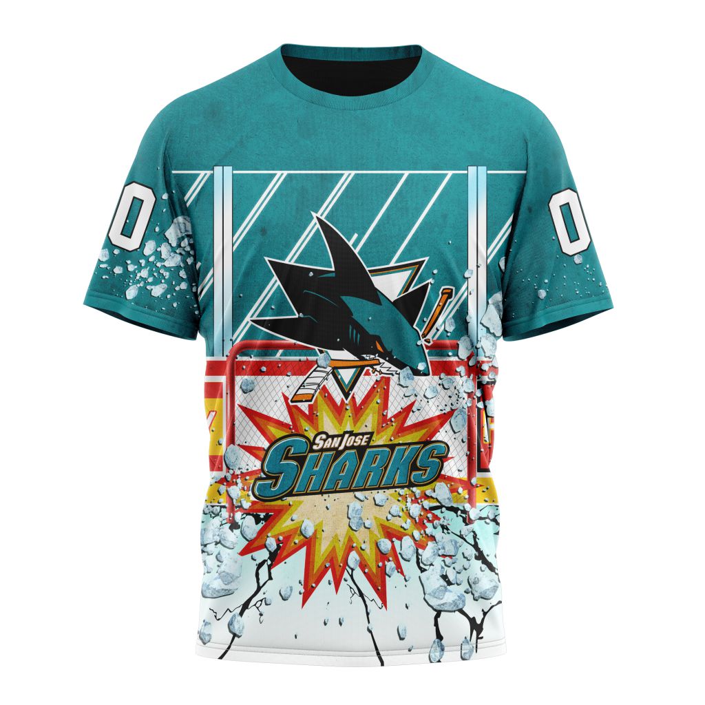 Buildercar - San Jose Sharks With Ice Hockey Arena Personalized Name And Number T-Shirt