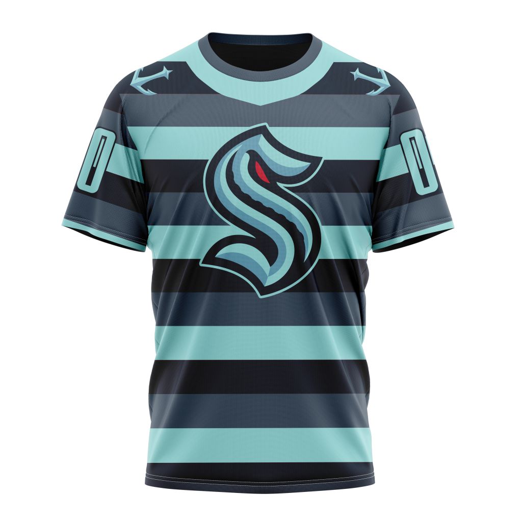 Buildercar - Seattle Kraken Unisex Kits With Retro Concepts Personalized Name And Number T-Shirt