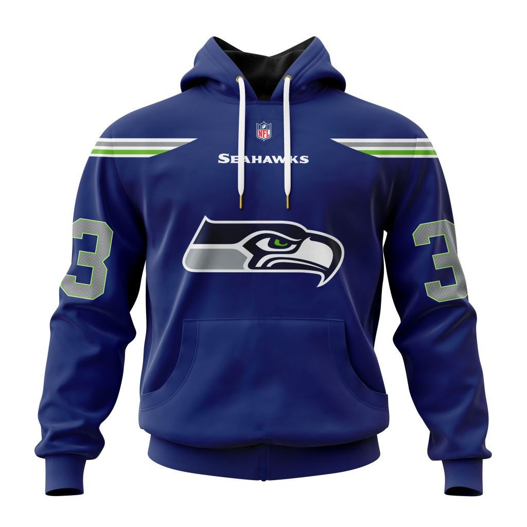 Buildercar - Seattle Seahawks Custom Name and Number Hoodie Style 2