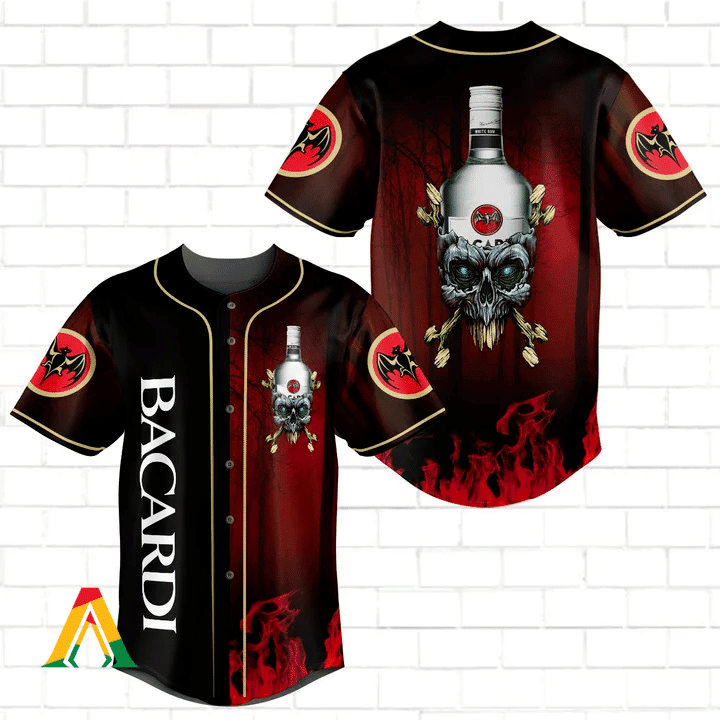 Buildercar - Skull With Bacardi Baseball Jersey