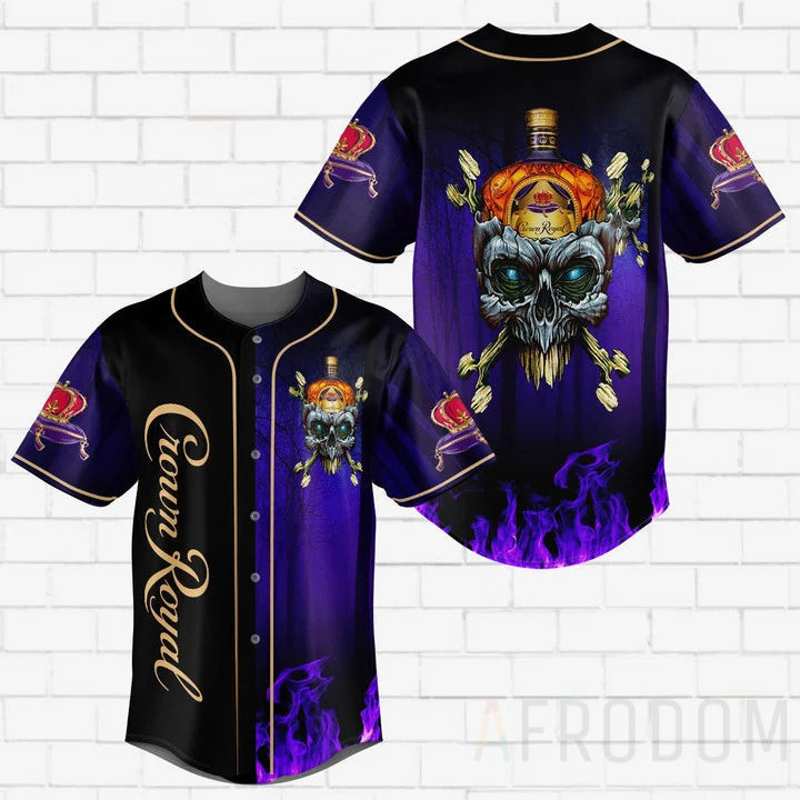 Buildercar - Skull With Crown Royal Baseball Jersey