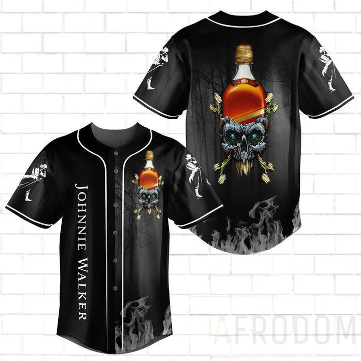 Buildercar - Skull With Johnnie Walker Baseball Jersey
