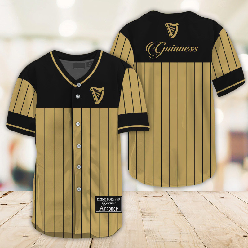 Buildercar - Sleek Black Vertical Striped Guinness Baseball Jersey