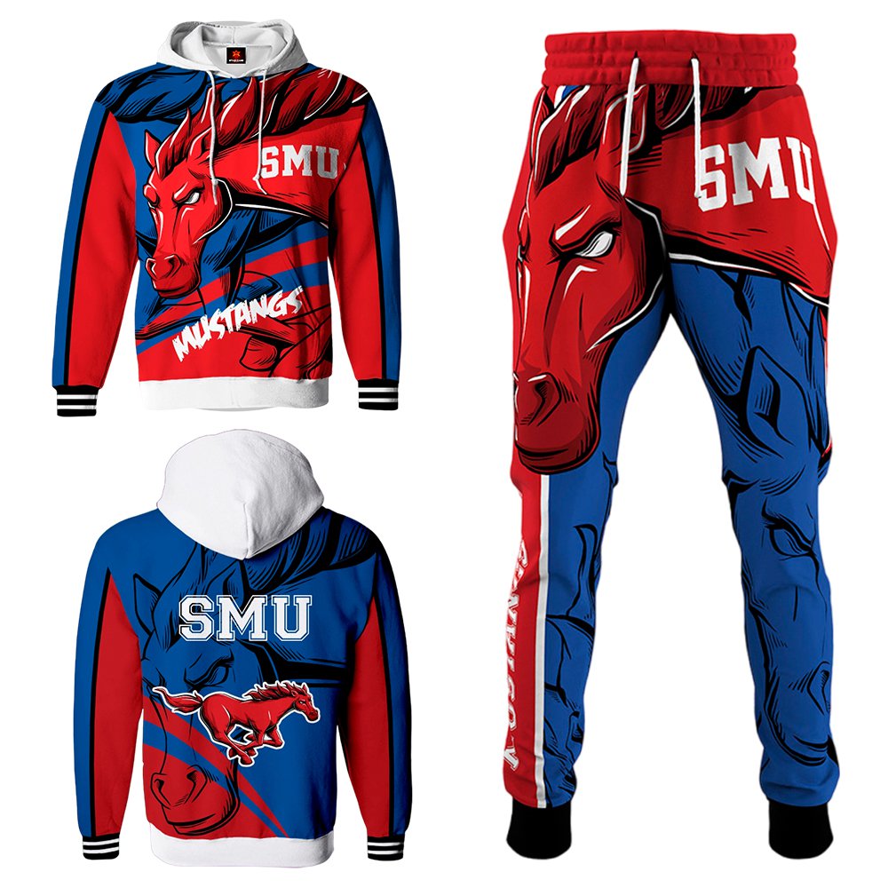Buildercar - SMU Mustangs NCAA Football Team Sport Hoodie Tracksuit