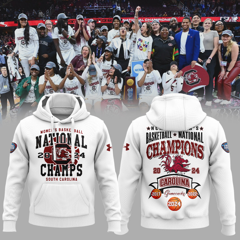 Buildercar - South Carolina Gamecocks 2024 Women National Basketball Championship White NCAA Hoodie Tracksuit
