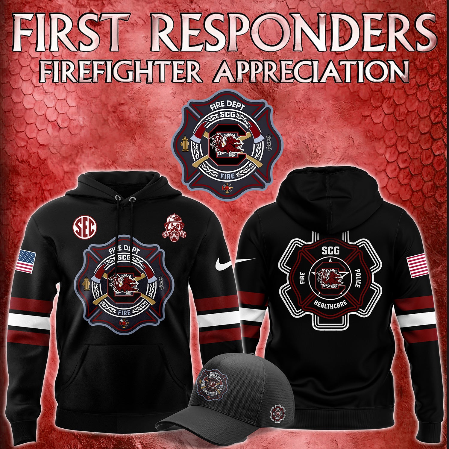 Buildercar - South Carolina Gamecocks Firefighter Appreciation NCAA Hoodie Tracksuit