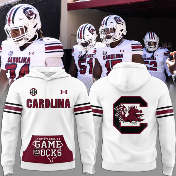 Buildercar - South Carolina Gamecocks Football White Red NCAA Hoodie Tracksuit
