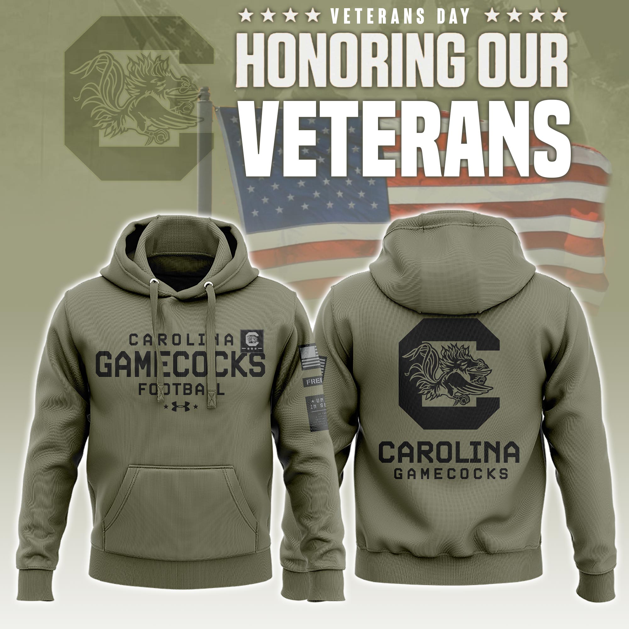 Buildercar - South Carolina Gamecocks Military Appreciation Club NCAA Hoodie Tracksuit