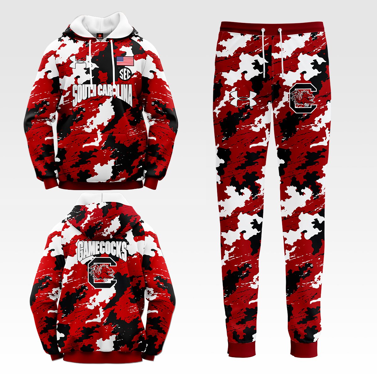 Buildercar - South Carolina Gamecocks NCAA Football Team Camouflag Sport Hoodie Tracksuit