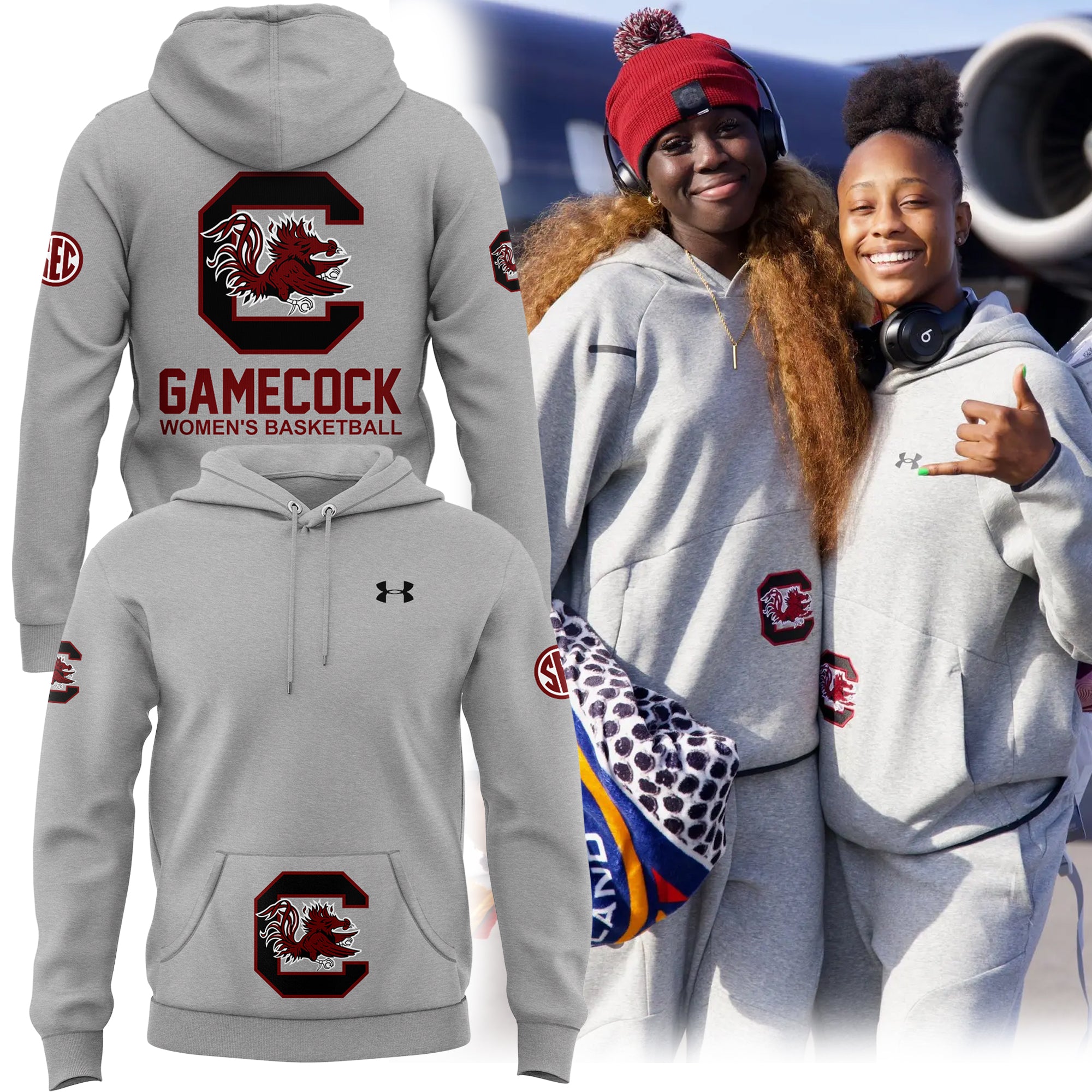 Buildercar - South Carolina Gamecocks Women Basketball Grey NCAA Hoodie Tracksuit