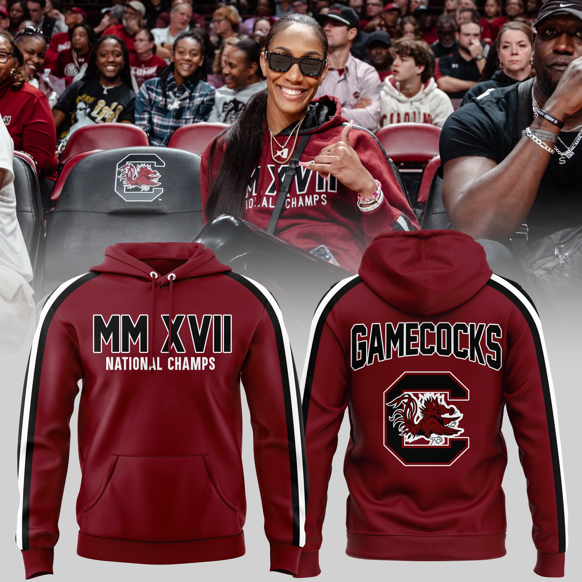 Buildercar - South Carolina Gamecocks Women Basketball MM XVII National Champs NCAA Hoodie Tracksuit