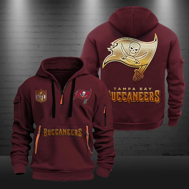 Buildercar - Tampa Bay Buccaneers Golden Logo NFL Quarter Zip Hoodie