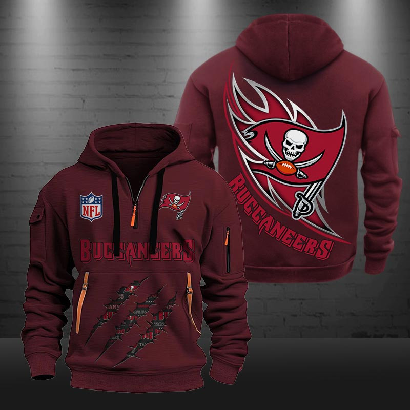 Buildercar - Tampa Bay Buccaneers Monster Scratch Logo NFL Quarter Zip Hoodie
