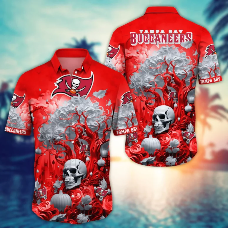Buildercar - Tampa Bay Buccaneers Skull Adventure Hawaiian Shirt
