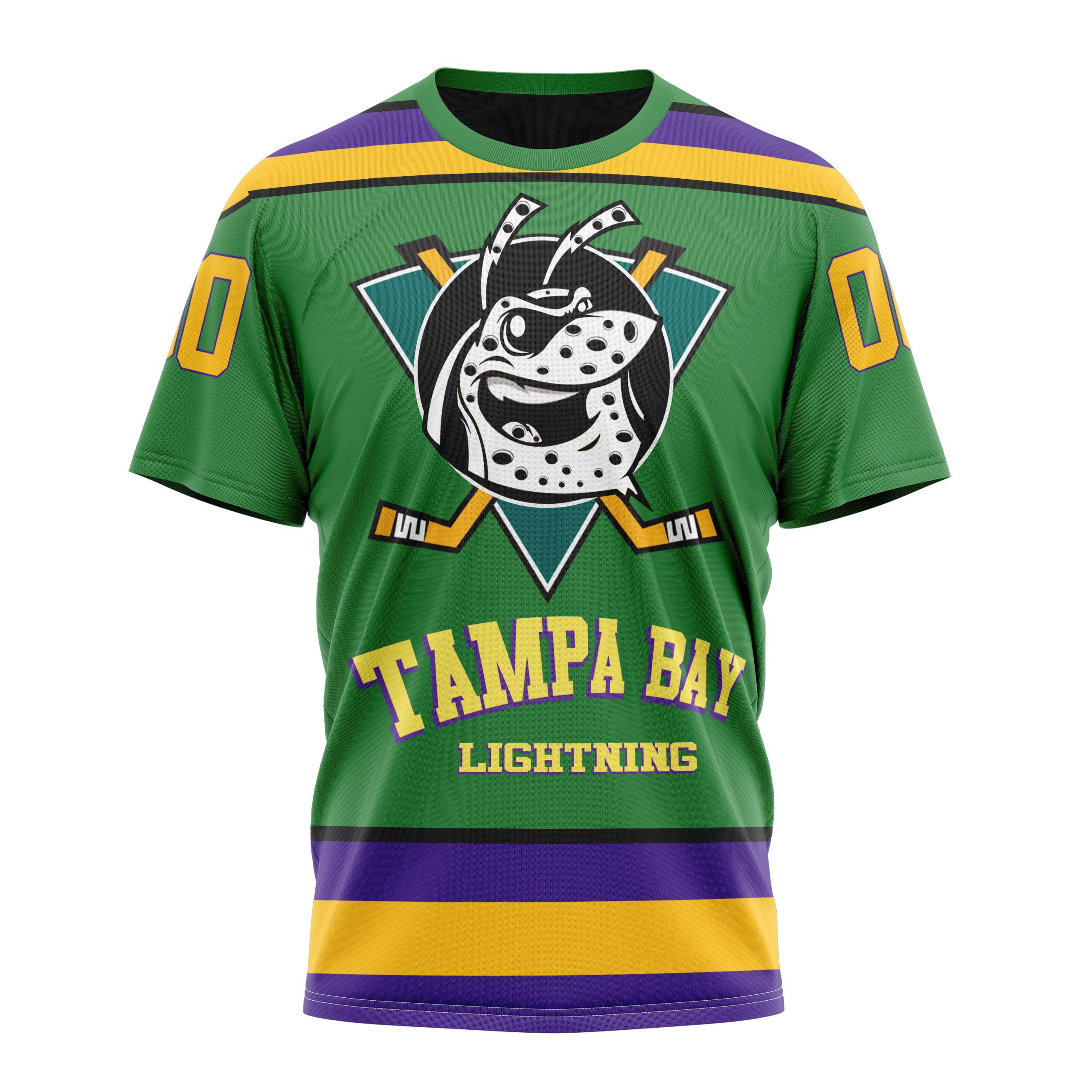 Buildercar - Tampa Bay Lightning Design feat The Mighty Ducks Personalized Name And Number T-Shirt