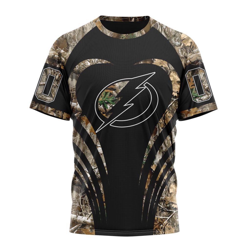 Buildercar - Tampa Bay Lightning Special Camo Hunting Personalized Name And Number T-Shirt