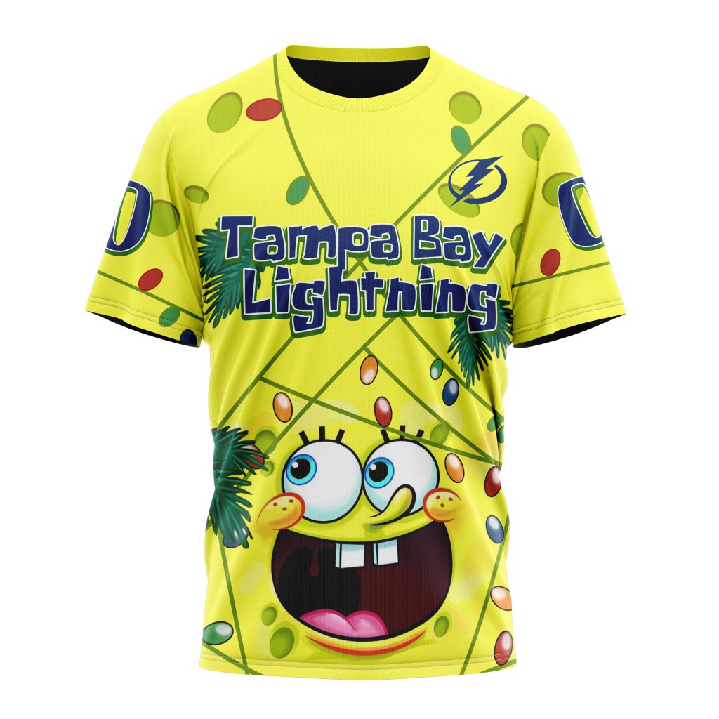 Buildercar - Tampa Bay Lightning With SpongeBob Personalized Name And Number T-Shirt
