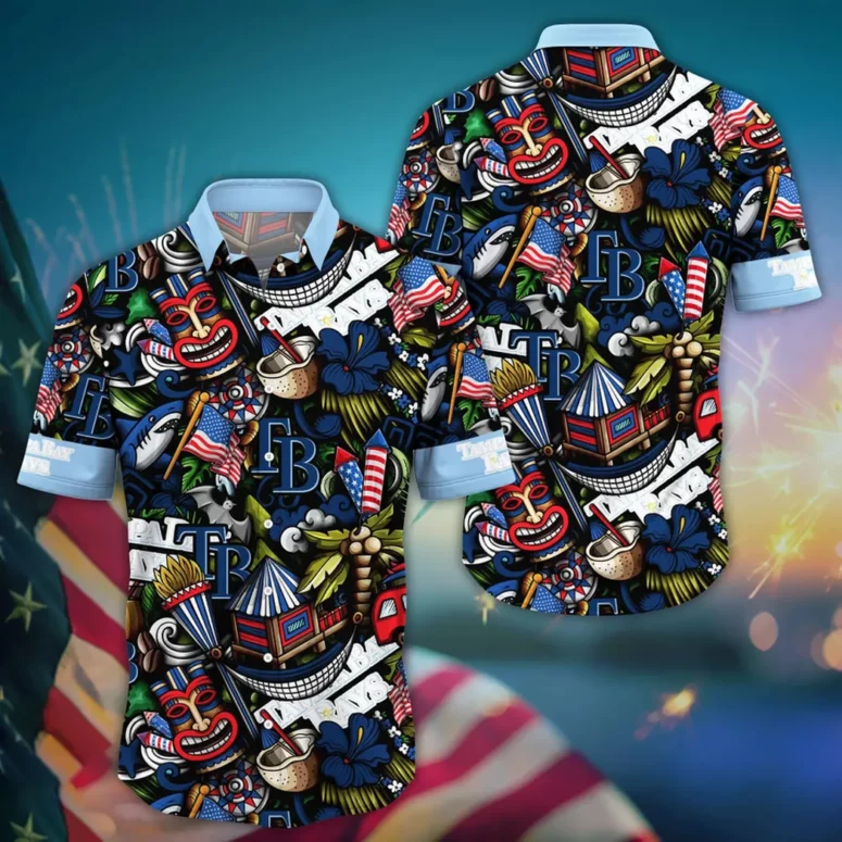 Buildercar - Tampa Bay Rays Americana Tiki Hawaiian Shirt