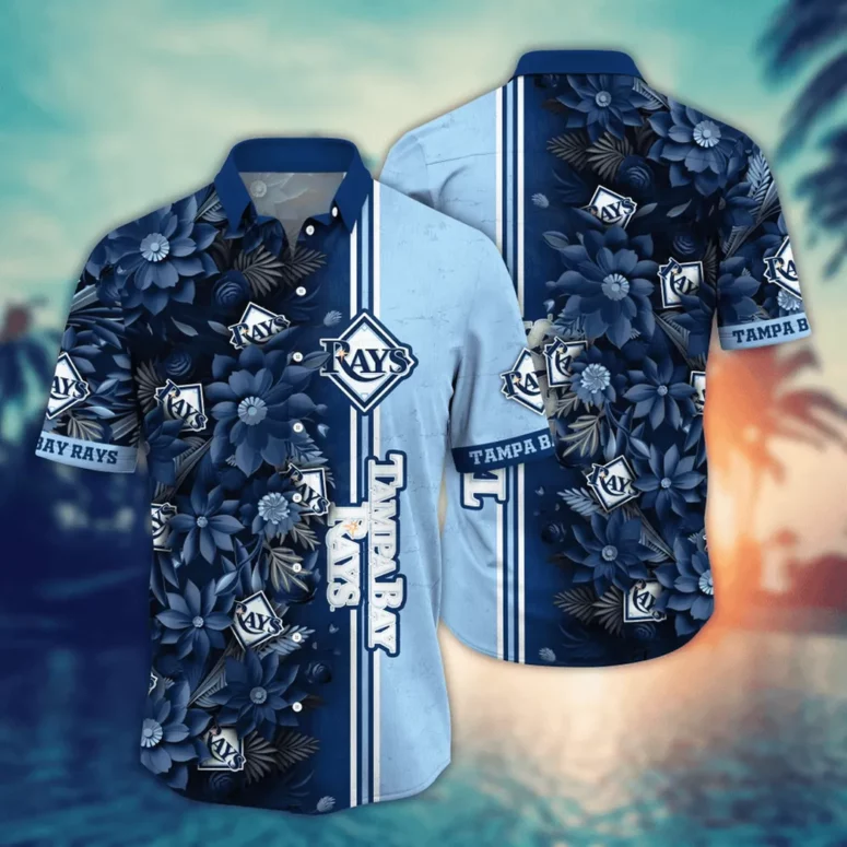 Buildercar - Tampa Bay Rays Dual Tone Bloom Hawaiian Shirt