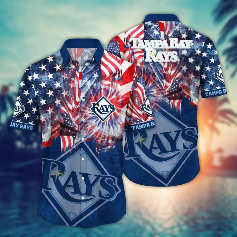 Buildercar - Tampa Bay Rays Patriotic Fireworks Hawaiian Shirt