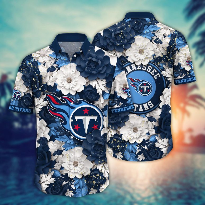 Buildercar - Tennessee Titans Bold Blooms Hawaiian Shirt