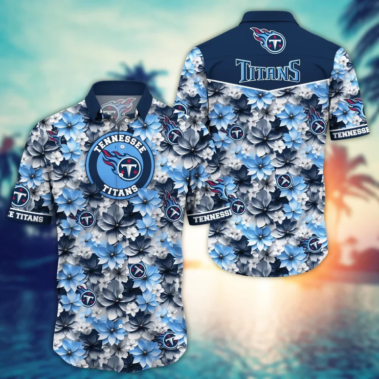Buildercar - Tennessee Titans Floral Wave Hawaiian Shirt