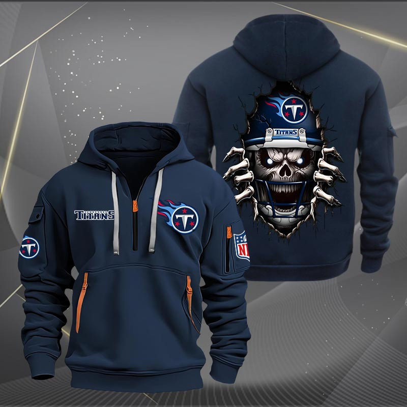 Buildercar - Tennessee Titans Football Player Skull Quarter Zip Hoodie