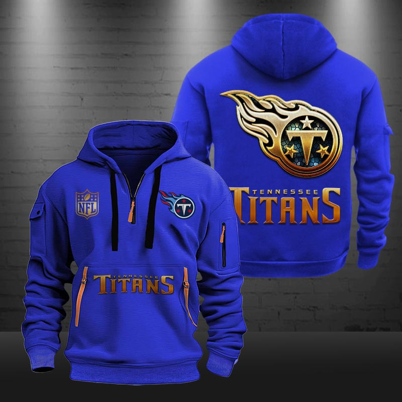 Buildercar - Tennessee Titans Golden Logo NFL Quarter Zip Hoodie