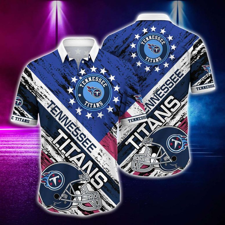 Buildercar - Tennessee Titans Graphic American Flag Hawaiian Shirt