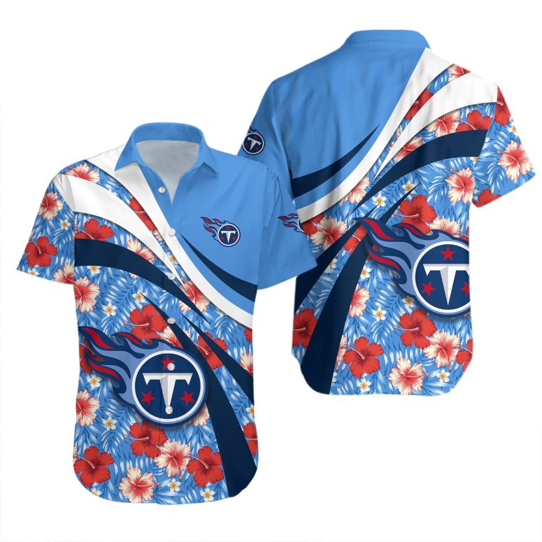 Buildercar - Tennessee Titans Hibiscus Breeze Hawaiian Shirt