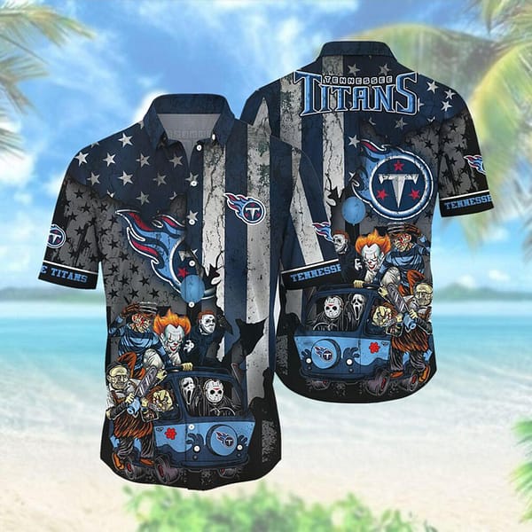 Buildercar - Tennessee Titans Horror Characters NFL Football Team Hawaiian Shirt