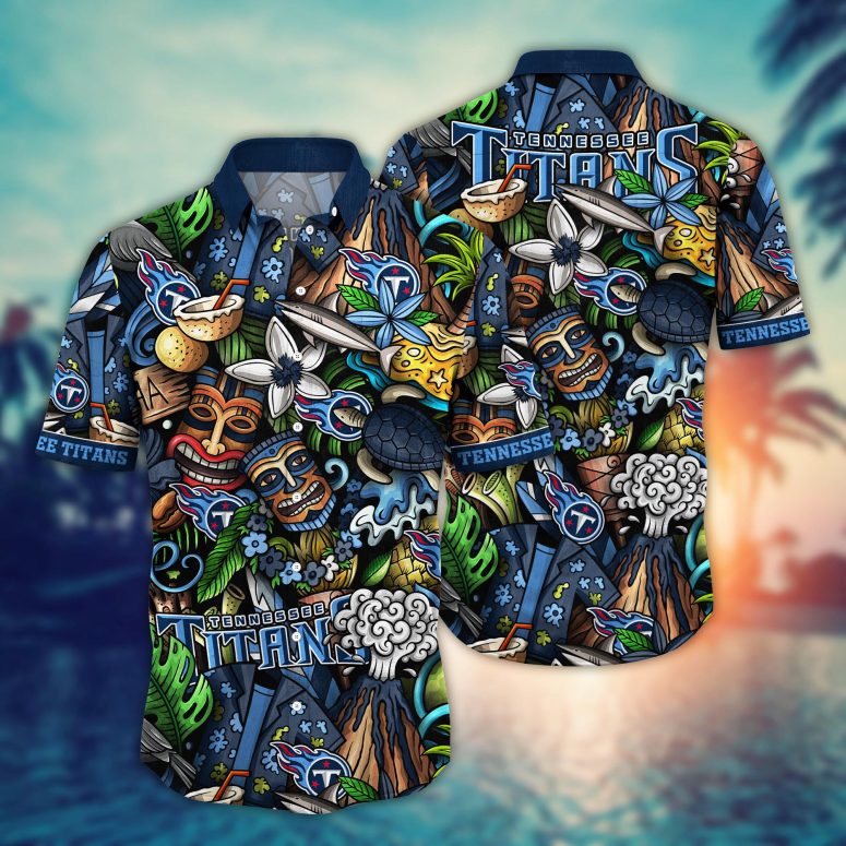 Buildercar - Tennessee Titans Midnight Blooms Hawaiian Shirt
